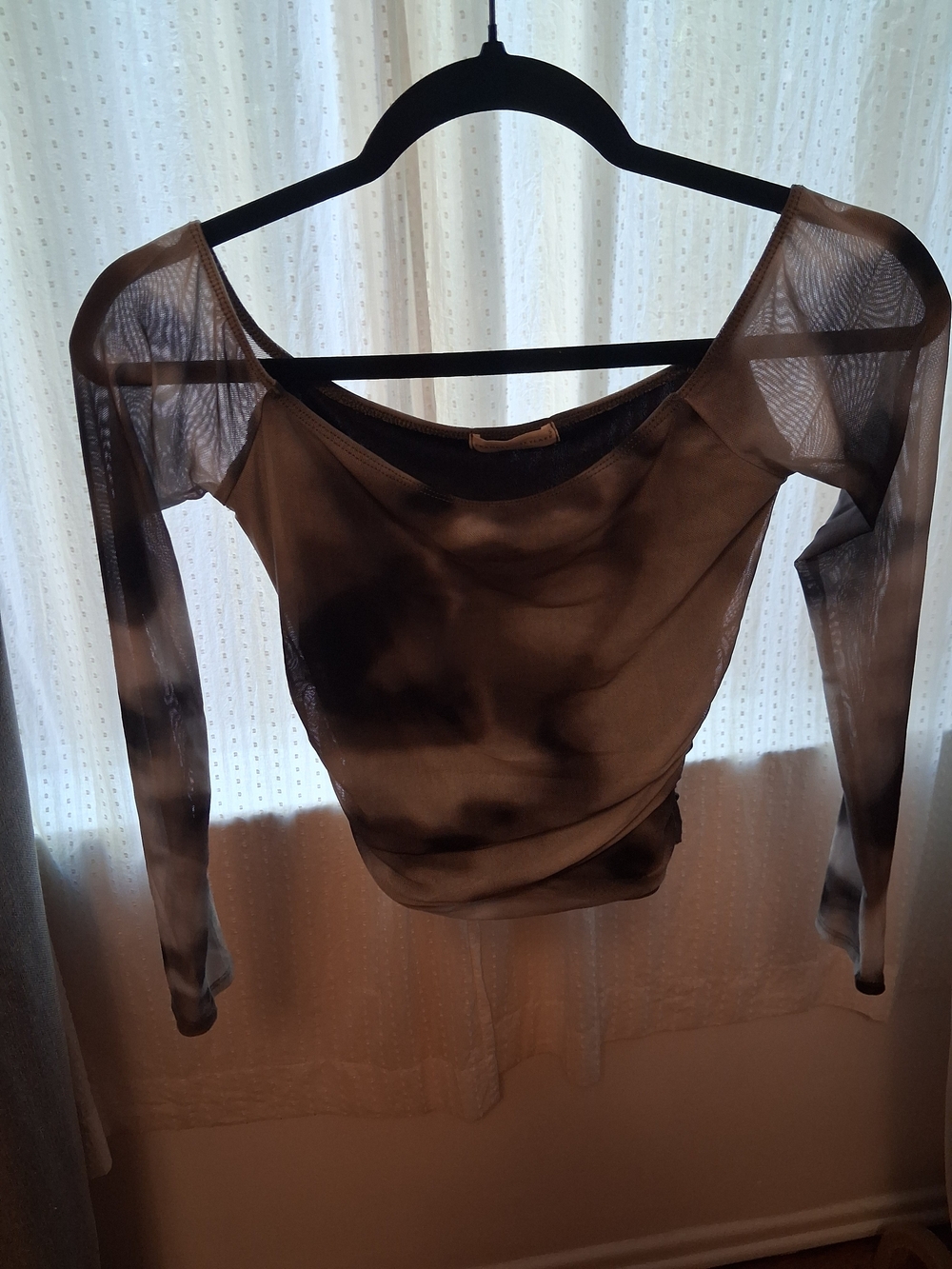 FRANKIE SKYlar Abstract Mesh Bodysuit in Brown & Black Like New